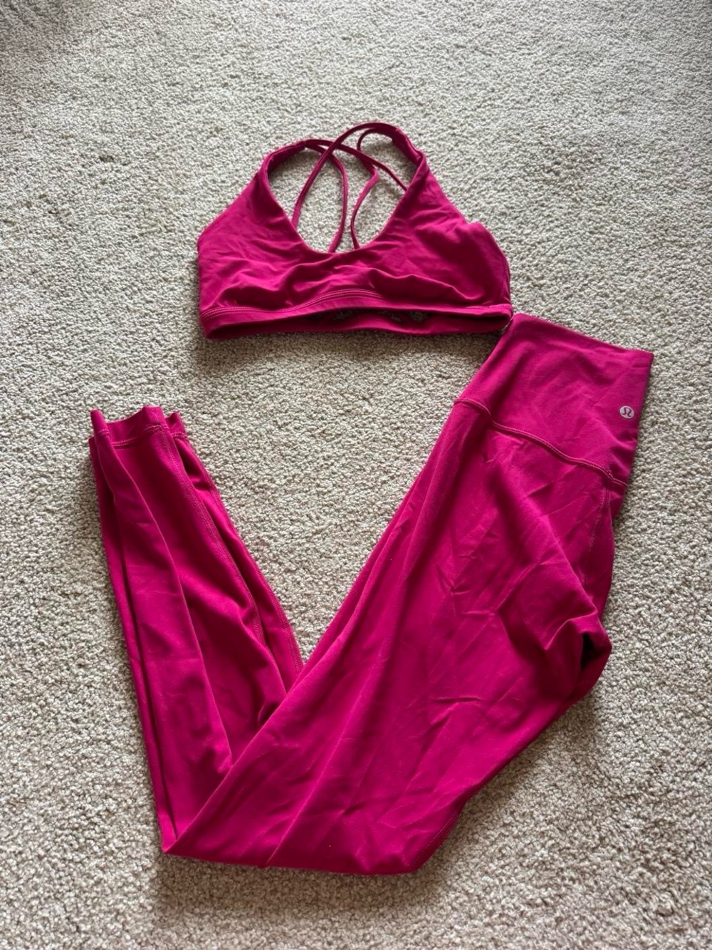 lululemon athletica Hot Pink Strappy Sports Bra and Leggings Set